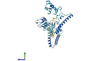AlphaFold protein structure predicition of Human Recombinant TADA2A Protein, UniprotID O75478