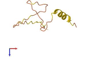AlphaFold protein structure predicition of Human Recombinant SNURF Protein, UniprotID Q9Y675