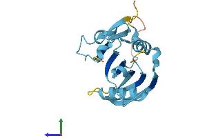 AlphaFold protein structure predicition of Mouse Recombinant Rangrf Protein, UniprotID Q9JIB0