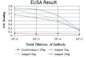 Red: Control Antigen (100 ng), Purple: Antigen (10 ng), Green: Antigen (50 ng), Blue: Antigen (100 ng),