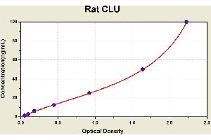 Diagramm of the ELISA kit to detect Rat CLUwith the optical density on the x-axis and the concentration on the y-axis. (Clusterin Kit ELISA)