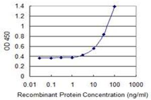 Detection limit for recombinant GST tagged ALOX15 is 1 ng/ml as a capture antibody. (ALOX15 anticorps  (AA 1-662))