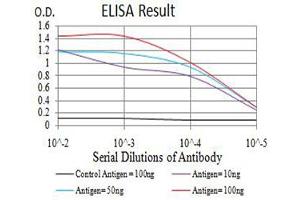 Black line: Control Antigen (100 ng),Purple line: Antigen (10 ng), Blue line: Antigen (50 ng), Red line:Antigen (100 ng)