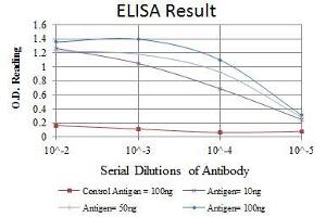 Red: Control Antigen (100 ng), Purple: Antigen (10 ng), Green: Antigen (50 ng), Blue: Antigen (100 ng),