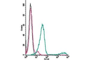 Cell surface detection of GABA(B) Receptor 1 by direct flow cytometry in live intact mouse  microglia cells: + Rabbit IgG isotype control-FITC.