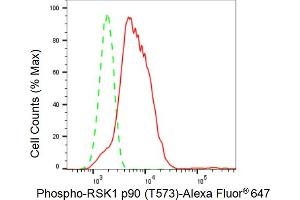 Flow cytometric analysis of Phospho-RSK1 p90 (T573) expression in C2C12 cells using Phospho-RSK1 p90 (T573) antibody (ABIN7800231), 1:2,000). (Recombinant RPS6KA1 anticorps  (pThr573))