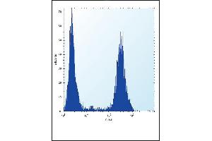 FGFR2-Antibody (ABIN391968 and ABIN2841764) flow cytometric analysis of  cells (right histogram) compared to a negative control cell (left histogram).