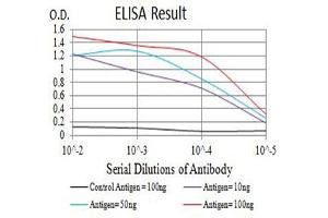 Black line: Control Antigen (100 ng),Purple line: Antigen (10 ng), Blue line: Antigen (50 ng), Red line:Antigen (100 ng) (CD11c anticorps  (AA 102-279))