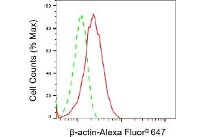 Flow cytometric analysis of β-actin expression in HepG2 cells using β-actin antibody (ABIN7797467), 1:2,000). (Recombinant beta Actin anticorps)