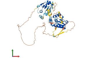 AlphaFold protein structure predicition of Mouse Recombinant Dusp10 Protein, UniprotID Q9ESS0