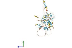 AlphaFold protein structure predicition of Human Recombinant ZNF579 Protein, UniprotID Q8NAF0