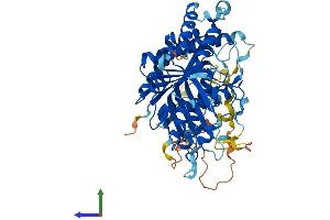 AlphaFold protein structure predicition of Human Recombinant MSTO1 Protein, UniprotID Q9BUK6