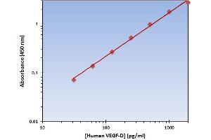 This is an example of what a typical standard curve will look like. (VEGFD Kit ELISA)