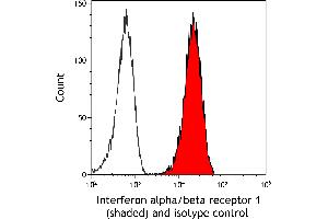 Flow Cytometry (FACS) image for anti-Interferon alpha/beta Receptor 1 (IFNAR1) (AA 27-436) antibody (ABIN7795661) (Recombinant IFNAR1 anticorps  (AA 27-436))