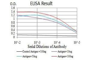 Black line: Control Antigen (100 ng),Purple line: Antigen (10 ng), Blue line: Antigen (50 ng), Red line:Antigen (100 ng)