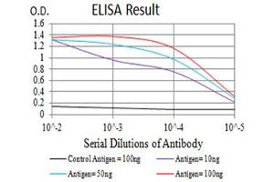 Black line: Control Antigen (100 ng),Purple line: Antigen (10 ng), Blue line: Antigen (50 ng), Red line:Antigen (100 ng)