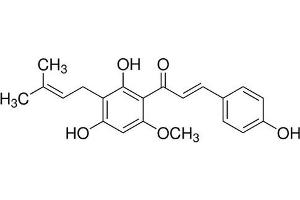 Chemical structure of Xanthohumol , a Autophagy inhibitor.