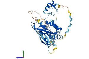 AlphaFold protein structure predicition of Mouse Recombinant Dtx3 Protein, UniprotID Q80V91