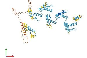 AlphaFold protein structure predicition of Human Recombinant ZNF222 Protein, UniprotID Q9UK12