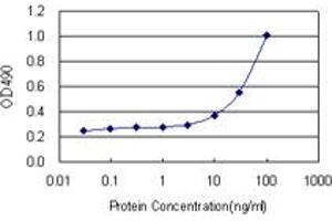 Sandwich ELISA detection sensitivity ranging from 3 ng/mL to 100 ng/mL. (C4BPB (Humain) Matched Antibody Pair)