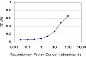 Detection limit for recombinant GST tagged ZIC1 is approximately 1ng/ml as a capture antibody. (ZIC1 anticorps  (AA 2-95))