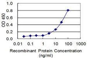 Detection limit for recombinant GST tagged MIPEP is 1 ng/mL as a capture antibody.