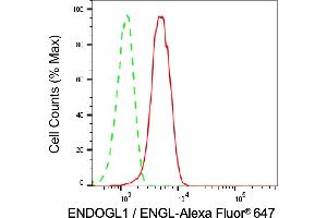 Flow cytometric analysis of Exo/Endonuclease G expression in HepG2 cells using Exo/Endonuclease G antibody (ABIN7798438), 1:2,000). (Recombinant EXOG anticorps)