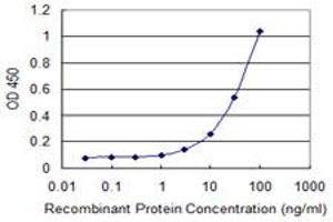 Detection limit for recombinant GST tagged ABCG1 is 1 ng/ml as a capture antibody.