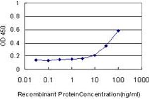 Detection limit for recombinant GST tagged TAOK2 is approximately 3ng/ml as a capture antibody. (TAO Kinase 2 anticorps  (AA 831-930))