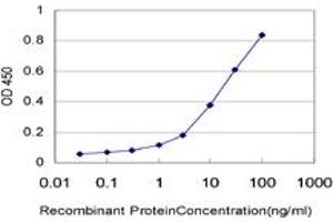 Detection limit for recombinant GST tagged ERN1 is approximately 1ng/ml as a capture antibody. (ERN1 anticorps  (AA 401-500))