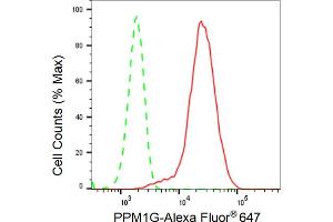 Flow cytometric analysis of PPM1G expression in HepG2 cells using PPM1G antibody (ABIN7800034), 1:2,000).
