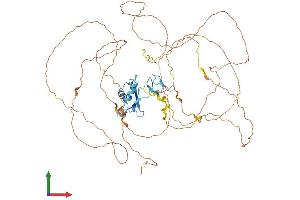 AlphaFold protein structure predicition of Human Recombinant EWSR1 Protein, UniprotID Q01844