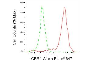 Flow cytometric analysis of CBR1 expression in HepG2 cells using CBR1 antibody (ABIN7797873), 1:2,000). (CBR1 anticorps)