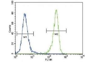 DDR1 antibody flow cytometric analysis of 293 cells (right histogram)
