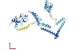 AlphaFold protein structure predicition of Human Recombinant TADA2A Protein, UniprotID O75478