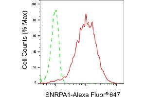 Flow cytometric analysis of SNRPA1 expression in HepG2 cells using SNRPA1 antibody (ABIN7800379), 1:2,000). (Recombinant SNRPA1 anticorps)