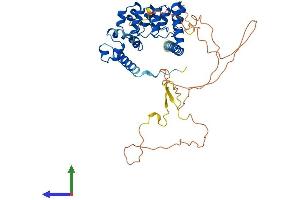 AlphaFold protein structure predicition of Human Recombinant USH1G Protein, UniprotID Q495M9