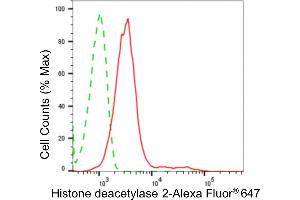 Flow cytometric analysis of histone deacetylase 2 expression in HepG2 cells using histone deacetylase 2 antibody (ABIN7798929), 1:2,000). (Recombinant HDAC2 anticorps)