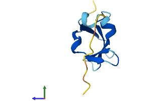 AlphaFold protein structure predicition of Human Recombinant DPH3P1 Protein, UniprotID Q9H4G8