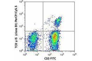 Flow Cytometry (FACS) image for anti-T-Cell Receptor gamma/delta (TCR gamma/delta) antibody (PerCP-Cy5.5) (ABIN2660237) (TCR gamma/delta anticorps  (PerCP-Cy5.5))