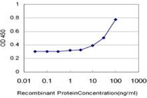 Detection limit for recombinant GST tagged RFC3 is approximately 10ng/ml as a capture antibody.
