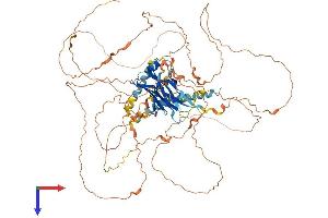 AlphaFold protein structure predicition of Human Recombinant PPP1R3F Protein, UniprotID Q6ZSY5