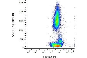 Flow cytometry analysis (surface staining) of human peripheral blood cells using anti-CD164 (67D2) PE. (CD164 anticorps  (PE))