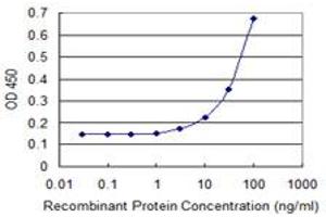 Detection limit for recombinant GST tagged ZNF8 is 3 ng/ml as a capture antibody.
