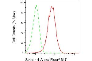 Flow cytometric analysis of Striatin 4 expression in HAP-1 cells using Striatin 4 antibody (ABIN7800444), 1:2,000).