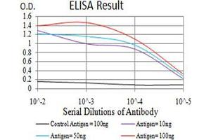 Black line: Control Antigen (100 ng);Purple line: Antigen (10ng); Blue line: Antigen (50 ng); Red line:Antigen (100 ng)