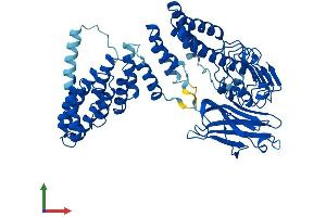 AlphaFold protein structure predicition of Mouse Recombinant Rabggta Protein, UniprotID Q9JHK4