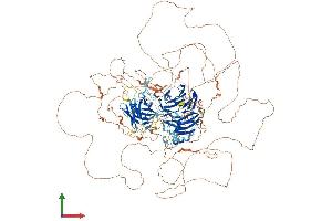 AlphaFold protein structure predicition of Human Recombinant TULP4 Protein, UniprotID Q9NRJ4