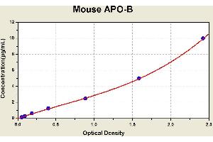 Diagramm of the ELISA kit to detect Mouse APO-Bwith the optical density on the x-axis and the concentration on the y-axis. (APOB Kit ELISA)