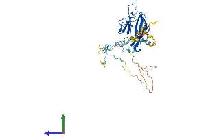 AlphaFold protein structure predicition of Human Recombinant MVB12B Protein, UniprotID Q9H7P6